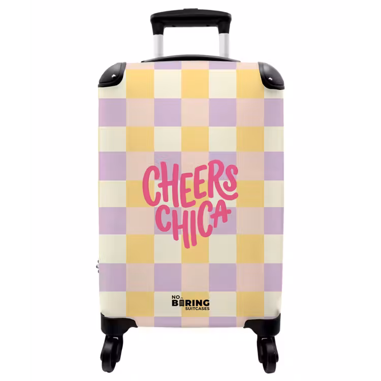 Koffer - Cheers Chica – Karomuster – Lila – Gelb - Cheers Chica - Ruitjes - Lila - Geel NBS - Handbagage koffer - Vrouwen middel