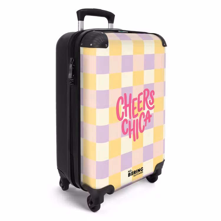 Koffer - Cheers Chica – Karomuster – Lila – Gelb - Cheers Chica - Ruitjes - Lila - Geel NBS - Handbagage koffer - Vrouwen middel