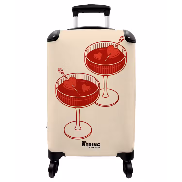 Koffer - Cocktail – Herzchen – Liebe – Illustration – Rot - Cocktail - Hartjes - Liefde - Illustratie - Rood NBS - Handbagage koffer - Vrouwen middel
