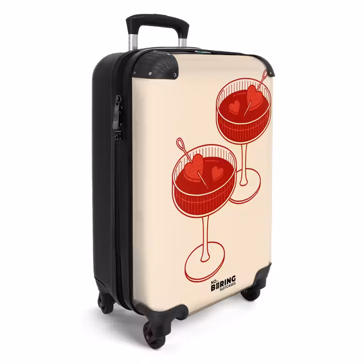 Koffer - Cocktail – Herzchen – Liebe – Illustration – Rot - Cocktail - Hartjes - Liefde - Illustratie - Rood NBS - Handbagage koffer - Vrouwen middel