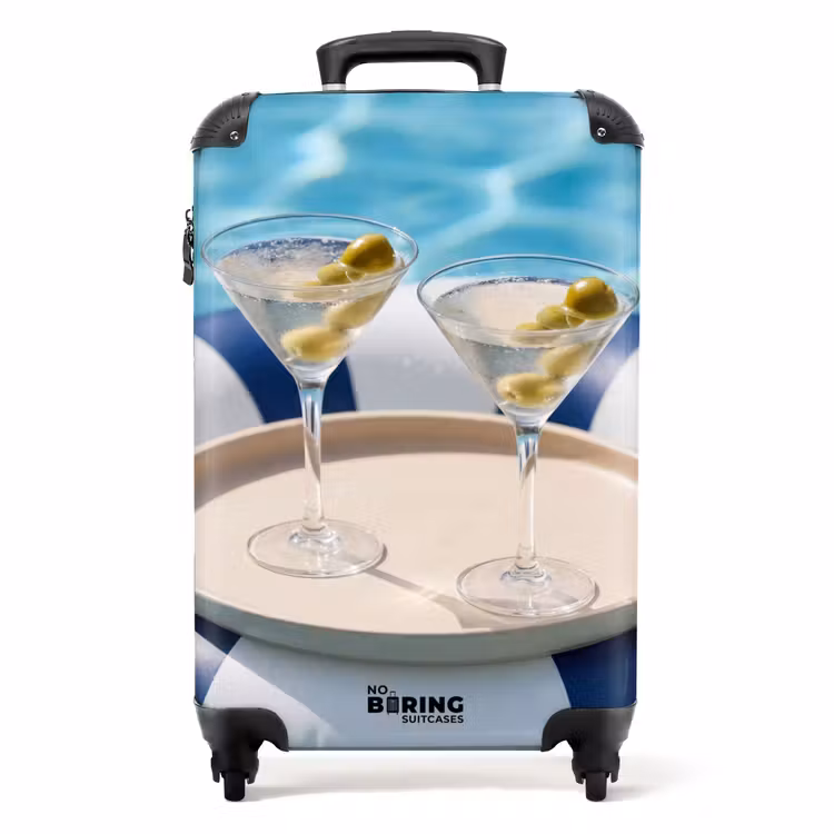 Koffer - Cocktail – Schwimmbad – Sommer – Blau - Cocktail - Zwembad - Zomer - Blauw NBS - Handbagage koffer - Volwassenen Unisex middel