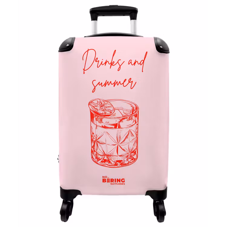 Koffer - Cocktailglas – Rosa – Rot - Cocktailglas - Roze - Rood NBS - Handbagage koffer - Vrouwen middel