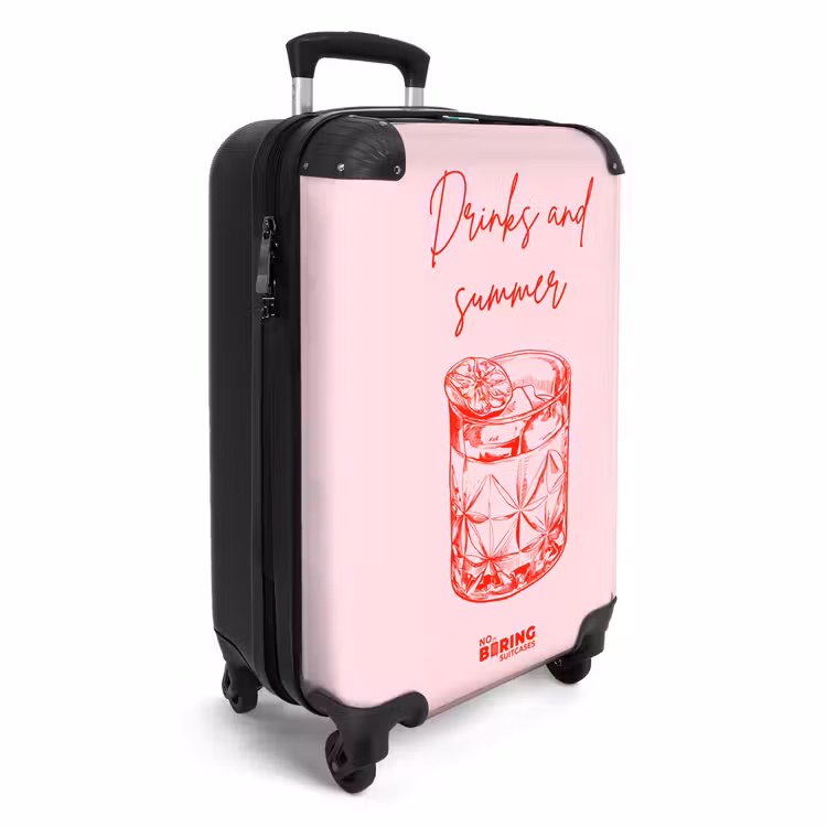 Koffer - Cocktailglas – Rosa – Rot - Cocktailglas - Roze - Rood NBS - Handbagage koffer - Vrouwen middel
