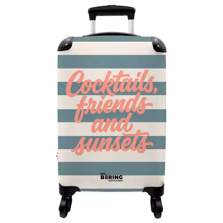 Koffer - Cocktails – Streifen – Blau – Koralle - Cocktails - Strepen - Blauw - Koraal NBS - Handbagage koffer - Vrouwen middel