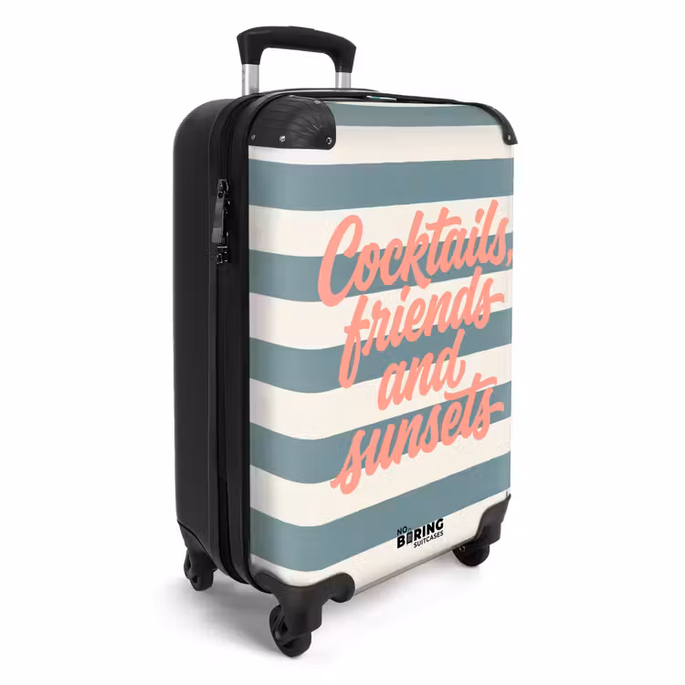 Koffer - Cocktails – Streifen – Blau – Koralle - Cocktails - Strepen - Blauw - Koraal NBS - Handbagage koffer - Vrouwen middel