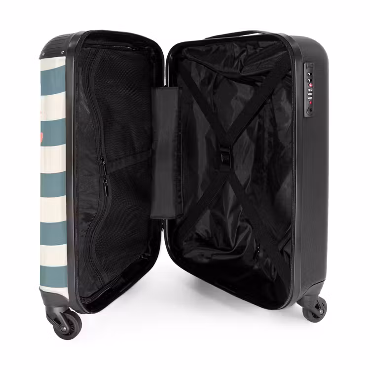 Koffer - Cocktails – Streifen – Blau – Koralle - Cocktails - Strepen - Blauw - Koraal NBS - Handbagage koffer - Vrouwen middel