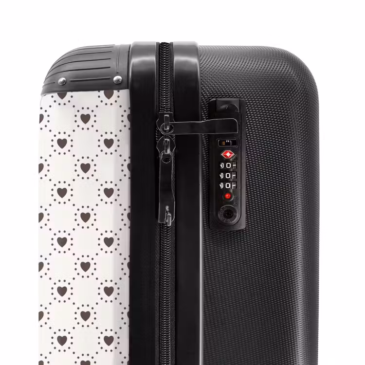 Crèmekleurige achtergrond met bruine hartjes NBS - Handbagage koffer - Volwassenen Unisex middel -slot