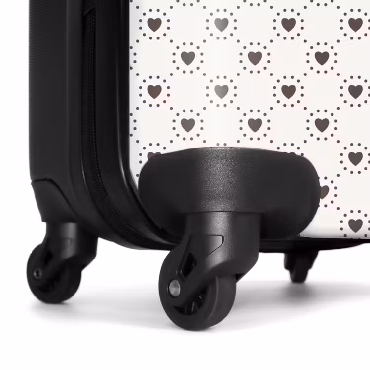 Crèmekleurige achtergrond met bruine hartjes NBS - Handbagage koffer - Volwassenen Unisex middel -wiel