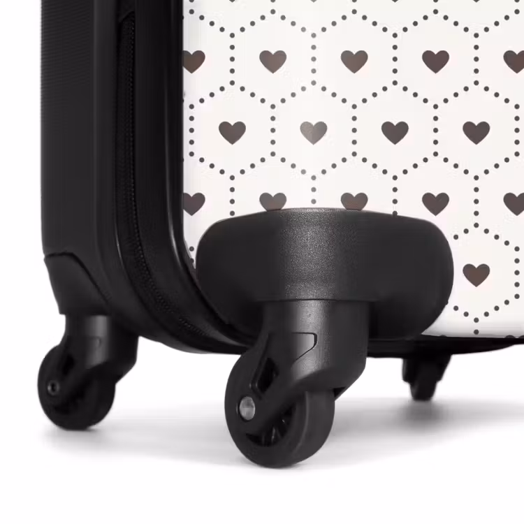 Crèmekleurige achtergrond met bruine hartjes NBS - Handbagage koffer - Volwassenen Unisex middel -wiel