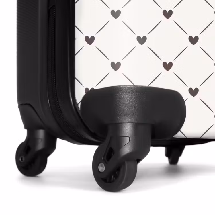 Crèmekleurige achtergrond met bruine hartjes NBS - Handbagage koffer - Volwassenen Unisex middel -wiel