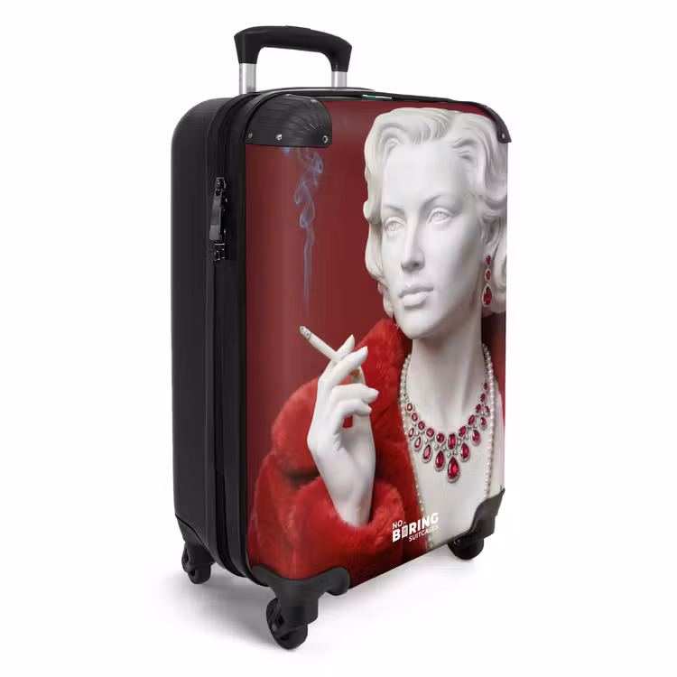 Koffer - Damen – Pelzmantel – Mode – Klassisch – Rot - Vrouw - Bontjas - Mode - Klassiek - Rood NBS - Handbagage koffer - Volwassenen Unisex middel
