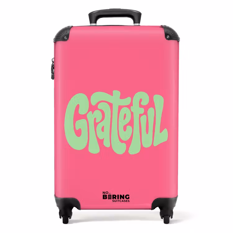 Grateful - Groen - Grafisch - Vloeiend NBS - Handbagage koffer - Volwassenen Unisex middel -productfoto_recht
