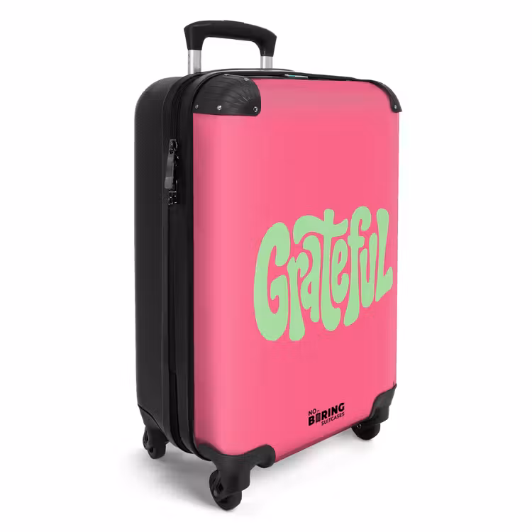 Grateful - Groen - Grafisch - Vloeiend NBS - Handbagage koffer - Volwassenen Unisex middel -productfoto_3d