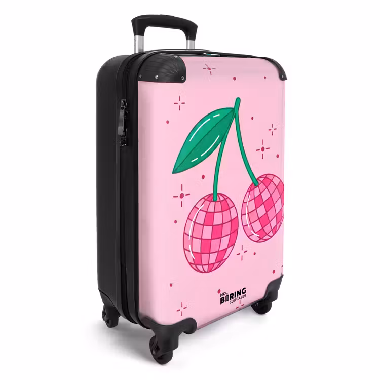 Koffer - Dekoration – Discokugel – Party – Rosa - Decoratie - Disco-bal - Feest - Roze NBS - Handbagage koffer - Vrouwen middel