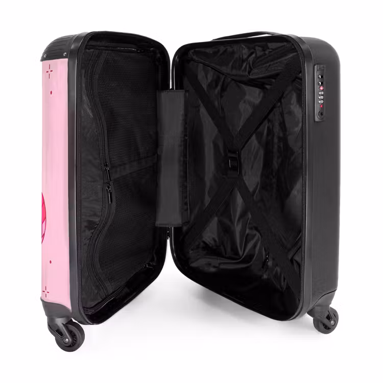 Koffer - Dekoration – Discokugel – Party – Rosa - Decoratie - Disco-bal - Feest - Roze NBS - Handbagage koffer - Vrouwen middel