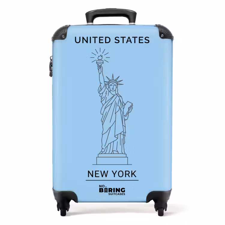 Koffer - Denkmal – Freiheitsstatue – New York – Minimalistisch – Blau - Monument - Vrijheidsbeeld - New York - Minimalistisch - Blauw NBS - Handbagage koffer - Volwassenen Unisex middel
