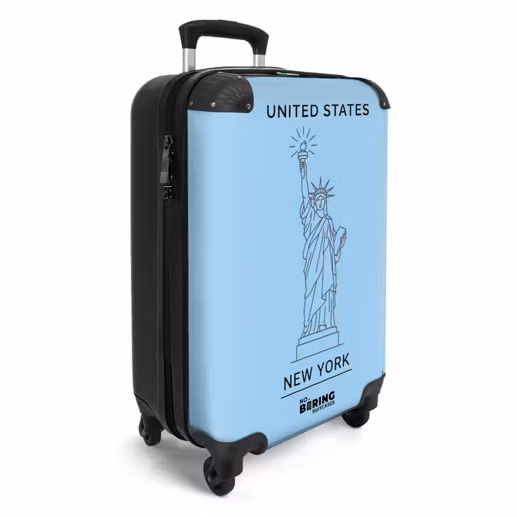 Koffer - Denkmal – Freiheitsstatue – New York – Minimalistisch – Blau - Monument - Vrijheidsbeeld - New York - Minimalistisch - Blauw NBS - Handbagage koffer - Volwassenen Unisex middel