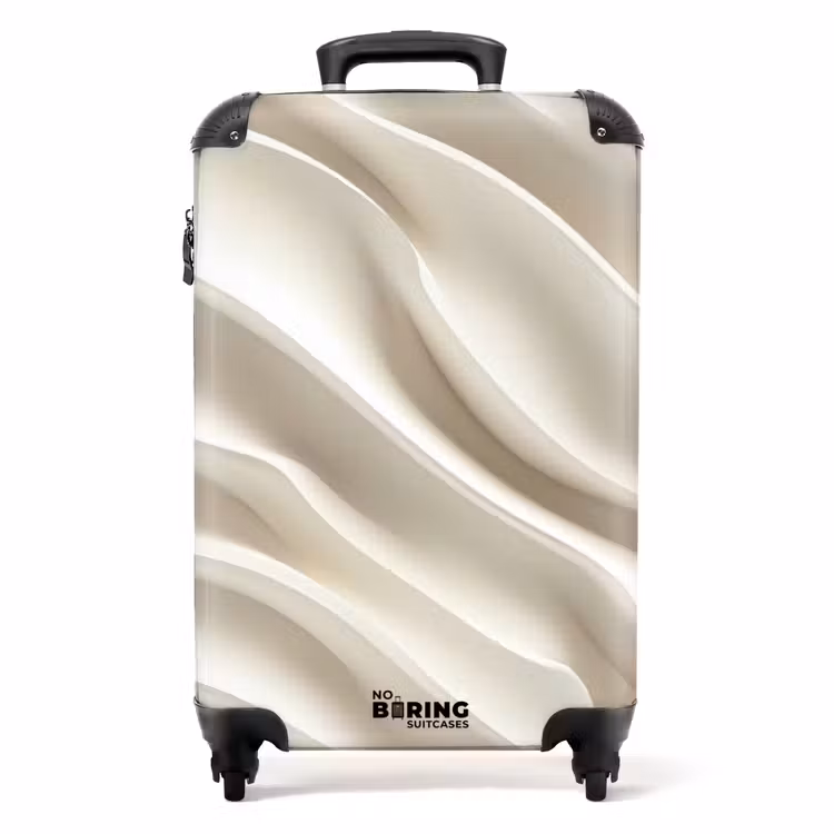 Diagonaal - Golven - Crème NBS - Handbagage koffer - Volwassenen Unisex middel -productfoto_recht