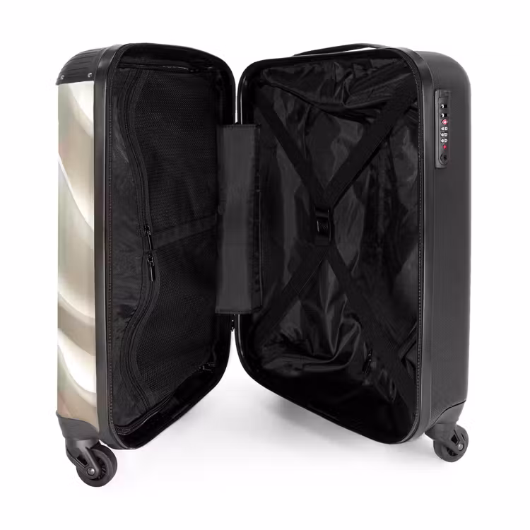 Diagonaal - Golven - Crème NBS - Handbagage koffer - Volwassenen Unisex middel -binnenkant