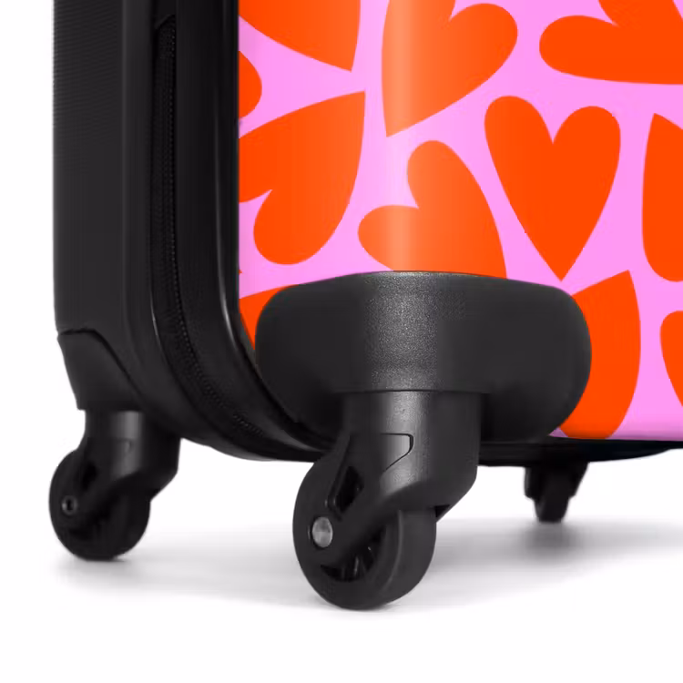 Dicht patroon van rode harten op roze achtergrond NBS - Handbagage koffer - Kinderen Unisex middel -wiel
