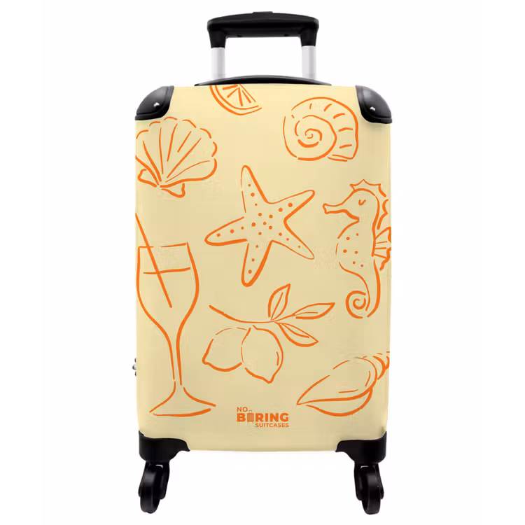 Koffer - Doodles – Muscheln – Gelb - doodles - Schelpen - Geel NBS - Handbagage koffer - Vrouwen middel