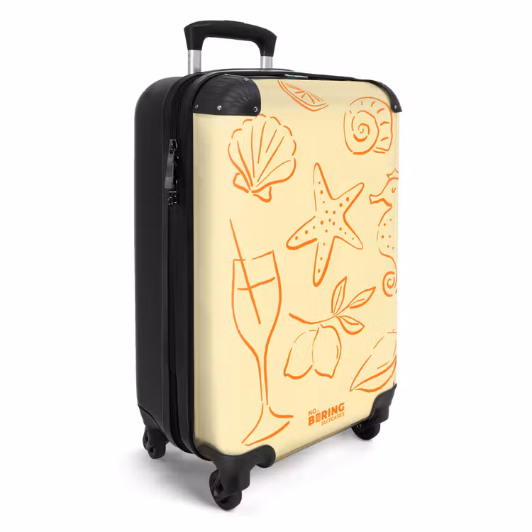 Koffer - Doodles – Muscheln – Gelb - doodles - Schelpen - Geel NBS - Handbagage koffer - Vrouwen middel