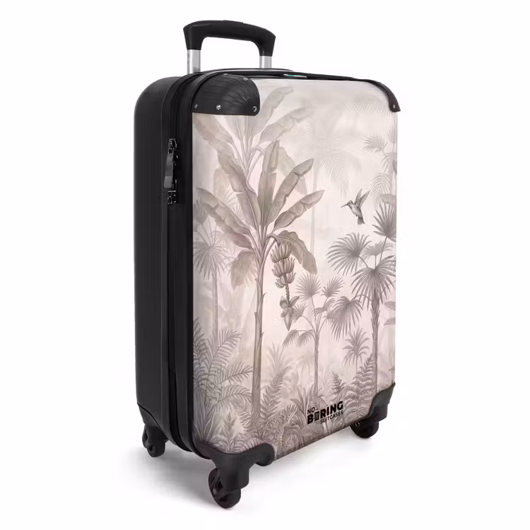 Koffer - Dschungel – Baum mit Ästen – Kolibri – Beige - Jungle - Banenboom - Kolibrie - Beige NBS - Handbagage koffer - Volwassenen Unisex middel