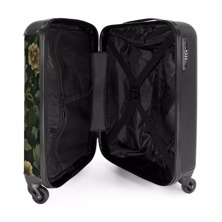 Koffer - Dunkel – Grün – Gold – Botanisch - Donker - Groen - Goud - Botanisch NBS - Handbagage koffer - Volwassenen Unisex middel