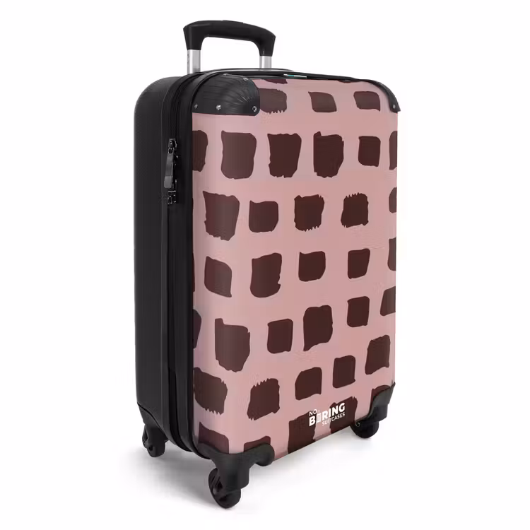 Donkerbruine blokvormen op oudroze achtergrond NBS - Handbagage koffer - Kinderen Unisex middel -productfoto_3d