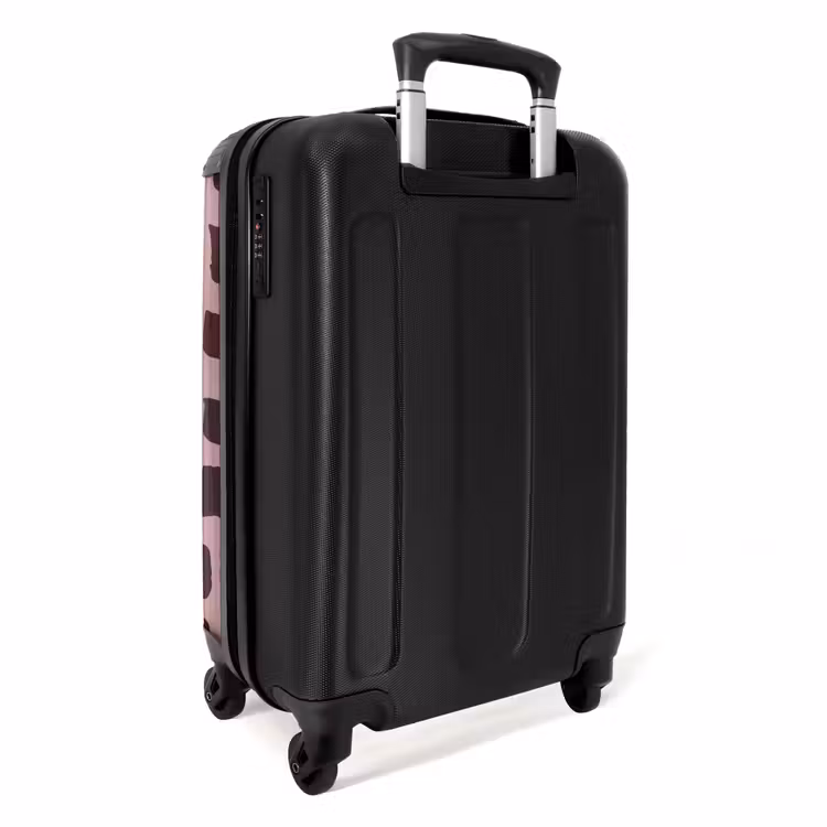 Donkerbruine blokvormen op oudroze achtergrond NBS - Handbagage koffer - Kinderen Unisex middel -achterkant