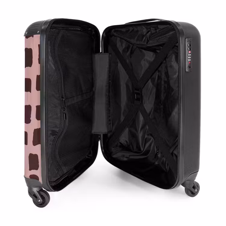 Donkerbruine blokvormen op oudroze achtergrond NBS - Handbagage koffer - Kinderen Unisex middel -binnenkant
