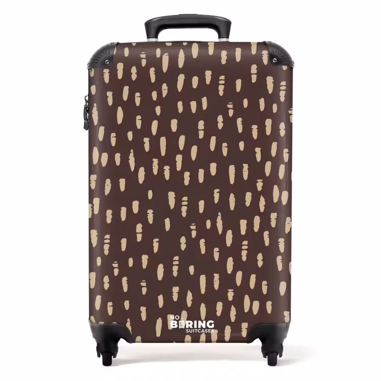 Donkerbruine achtergrond met beige penseelstreken NBS - Handbagage koffer - Kinderen Unisex middel -productfoto_recht