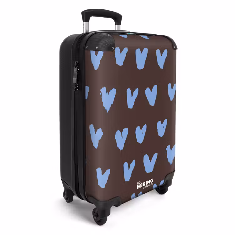Donkerbruine achtergrond met hartachtige vormen NBS - Handbagage koffer - Kinderen Unisex middel -productfoto_3d