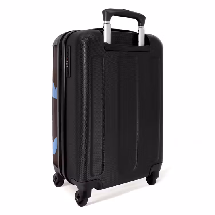 Donkerbruine achtergrond met hartachtige vormen NBS - Handbagage koffer - Kinderen Unisex middel -achterkant