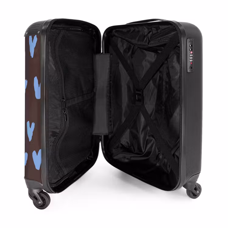Donkerbruine achtergrond met hartachtige vormen NBS - Handbagage koffer - Kinderen Unisex middel -binnenkant
