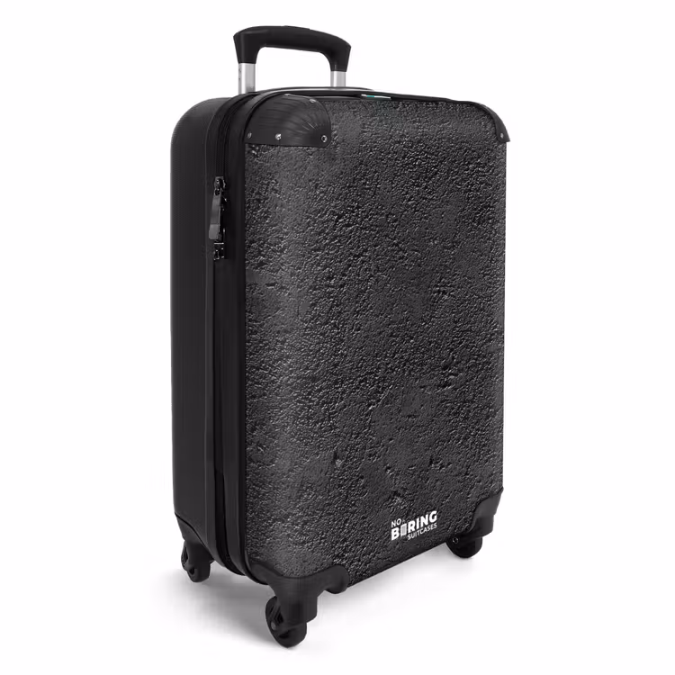 Donkergrijs - Asfaltstructuur - Ruw NBS - Handbagage koffer - Volwassenen Unisex middel -productfoto_3d
