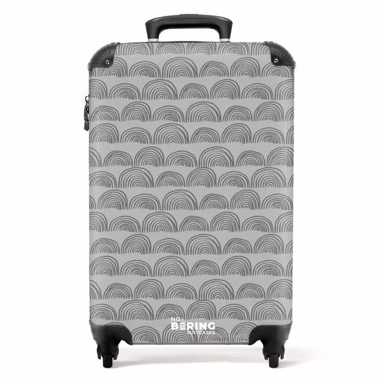 Donkergrijze halve cirkels NBS - Handbagage koffer - Volwassenen Unisex middel -productfoto_recht
