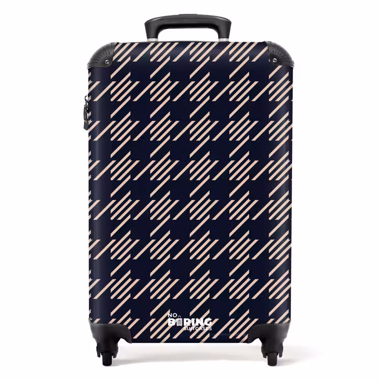 Donker pied-de-poule patroon met diagonale streepvulling NBS - Handbagage koffer - Kinderen Unisex middel -productfoto_recht