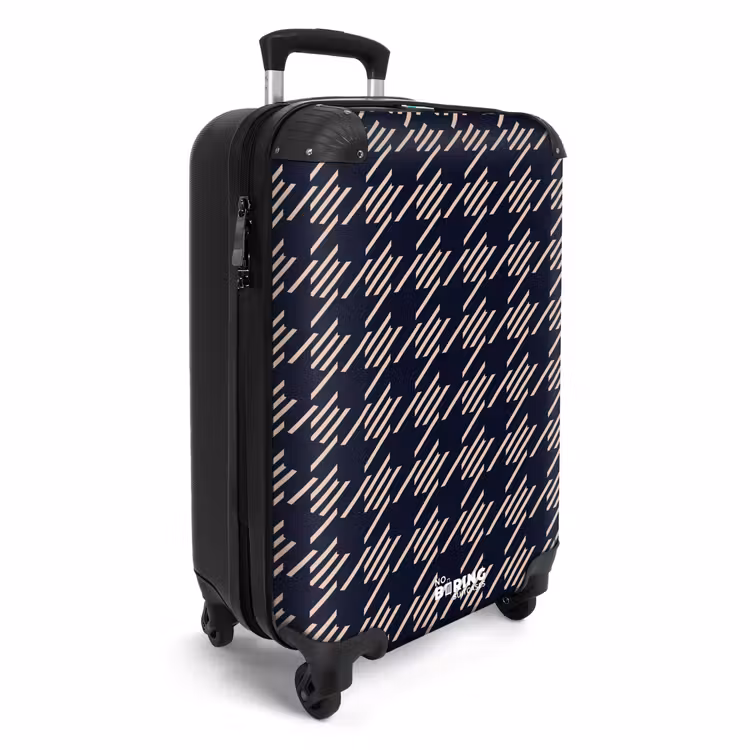 Donker pied-de-poule patroon met diagonale streepvulling NBS - Handbagage koffer - Kinderen Unisex middel -productfoto_3d