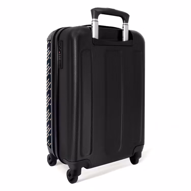 Donker pied-de-poule patroon met diagonale streepvulling NBS - Handbagage koffer - Kinderen Unisex middel -achterkant