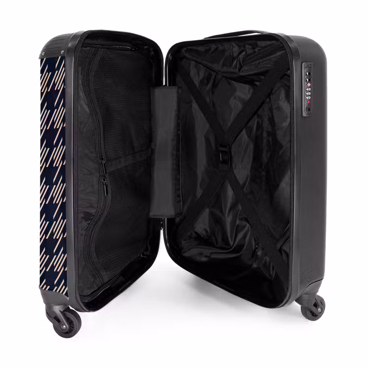 Donker pied-de-poule patroon met diagonale streepvulling NBS - Handbagage koffer - Kinderen Unisex middel -binnenkant
