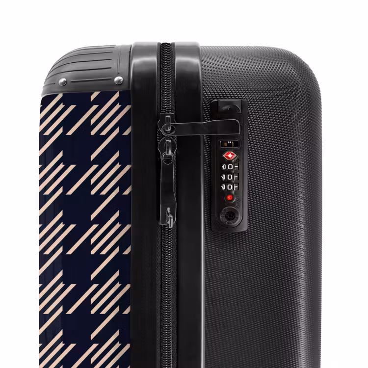 Donker pied-de-poule patroon met diagonale streepvulling NBS - Handbagage koffer - Kinderen Unisex middel -slot