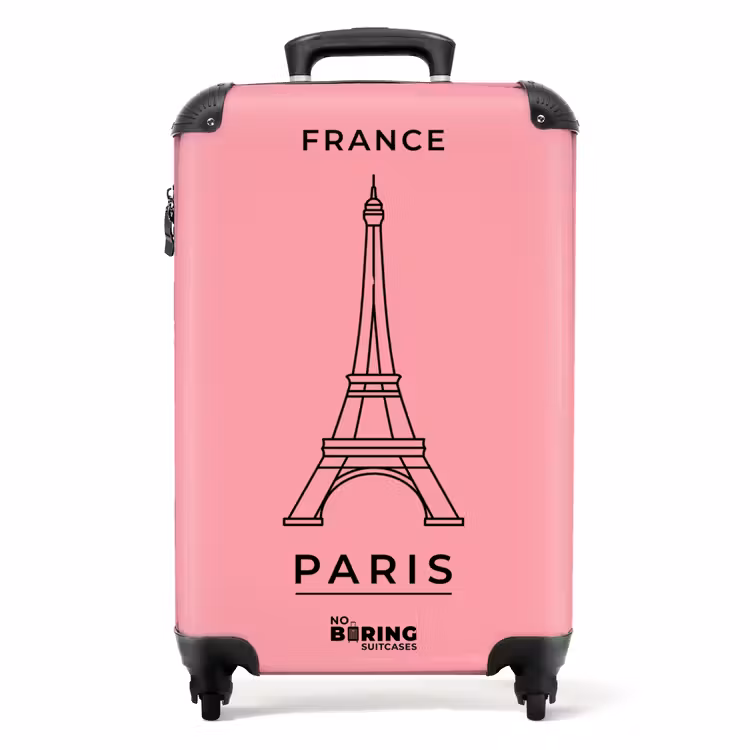 Koffer - Eiffelturm – Paris – Architektur – Minimalistisch – Rosa - Eiffeltoren - Parijs - Architectuur - Minimalistisch - Roze NBS - Handbagage koffer - Volwassenen Unisex middel