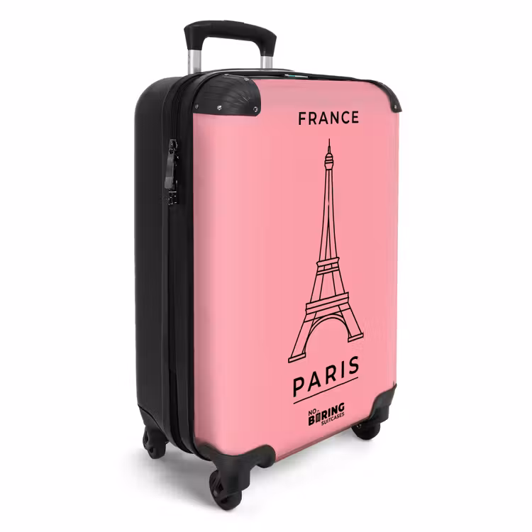 Koffer - Eiffelturm – Paris – Architektur – Minimalistisch – Rosa - Eiffeltoren - Parijs - Architectuur - Minimalistisch - Roze NBS - Handbagage koffer - Volwassenen Unisex middel