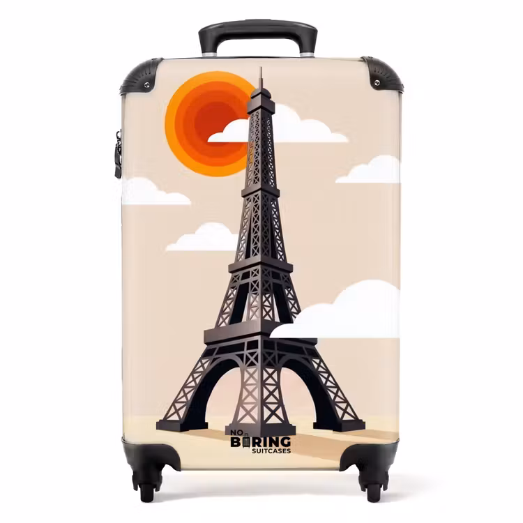 Koffer - Eiffelturm – Sonne – Architektur – Abstrakt – Beige - Eiffeltoren - Zon - Architectuur - Abstract - Beige NBS - Handbagage koffer - Volwassenen Unisex middel