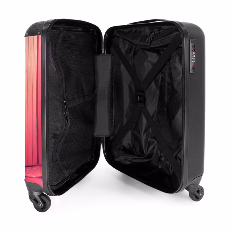 Eenhoorn met roze manen achter roze deur NBS - Handbagage koffer - Kinderen Unisex middel -binnenkant