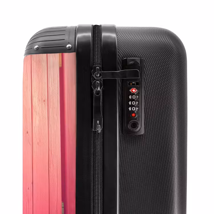 Eenhoorn met roze manen achter roze deur NBS - Handbagage koffer - Kinderen Unisex middel -slot