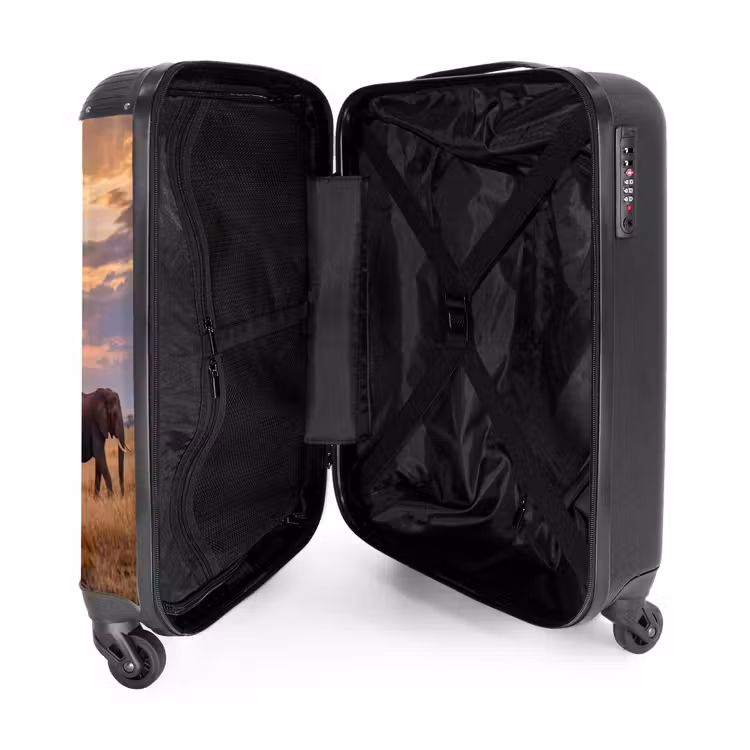 Koffer - Elefanten – Savanne – Sonnenuntergang – Afrika – Warm - Olifanten - Savanne - Zonsondergang - Afrika - Warm NBS - Handbagage koffer - Volwassenen Unisex middel