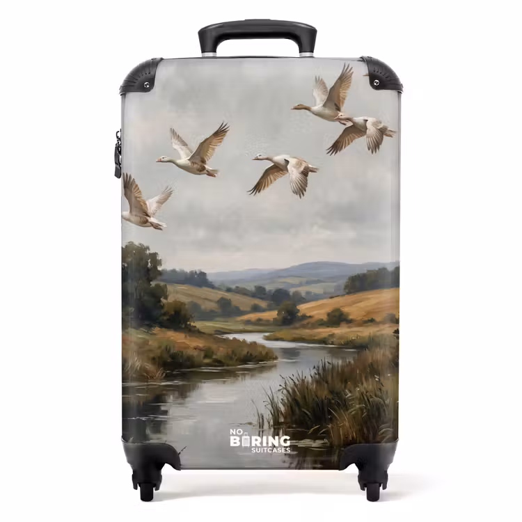 Koffer - Enten – Fluss – Landschaft – Flug – Nostalgisch - Eenden - Rivier - Landschap - Vlucht - Nostalgisch NBS - Handbagage koffer - Volwassenen Unisex middel