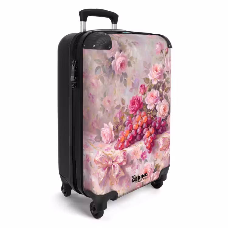 Koffer - Essen – Blumen – Stillleben – Rosa – Gold - Eten - Bloemen - Stilleven - Roze - Goud NBS - Handbagage koffer - Vrouwen middel
